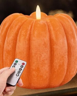 Fall Decorations for Home - Flickering Flameless Wax Pumpkin LED Candle