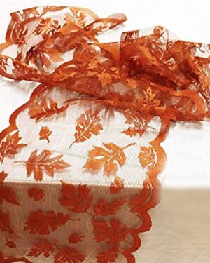 Fall Table Runner Fall Decorations for Home 13 x 72 Inch Maples Leaves Lace