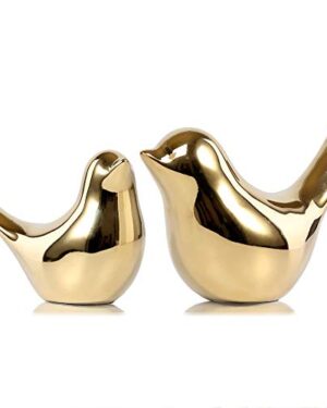 FANTESTICRYAN Small Birds Statues Home Decor, Modern Style, Gold, M&L