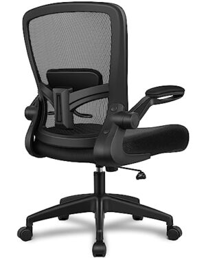 FelixKing Office Chair, Ergonomic Desk Chair Breathable Mesh Chairs Adjustable High Back Lumbar Support Flip-up Armrests, Executive Rolling Swivel Comfy Computer Chairs Home Office Black