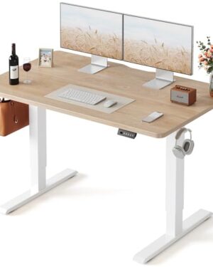 FEZIBO Standing Desk 48 × 24 Inch Electric Height Adjustable, Maple