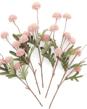 Floroom 5pcs Shabby Blush Faux Silk Mums Artificial Flowers, Bulk Fake Small Mini Chrysanthemums with Stems for DIY Wedding Centerpieces Floral Arrangements Vase Fillers Home Decorations