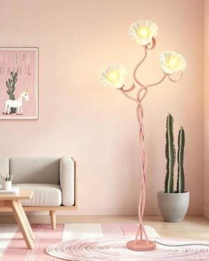 Flower Floor Lamp for Living Room, Flower Standing Lamp with 3 Color Temperatures, LED Flower Reading Lamp, Modern Floor Lamps with Gooseneck, Floral Floor Lamp for Girls' Bedroom Home Decor (Pink)