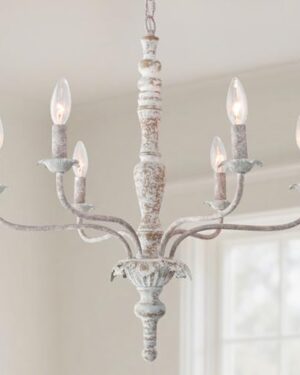 Fminlla French Country Chandelier Farmhouse Distressed Wood for Dining Room