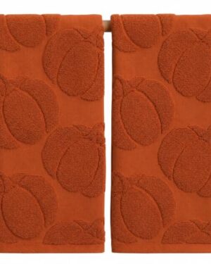 GEEORY Fall Hand Towels Sets 100% Cotton,Orange Jacquard Pumpkin Fall Decor