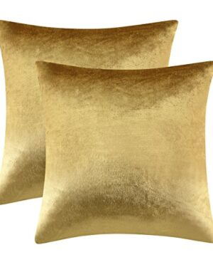 GIGIZAZA Gold Velvet Pillow Covers 18x18 Decorative Pillows Pack of 2