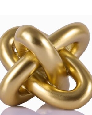 Golden Knot Statue, Three Knot Sculpture Home Decor Accents, Knot Sculptures and Statues for Rustic Coffee Table Living Room Dining Table Entryway Entrance Shelf Small Decorations and Accessories