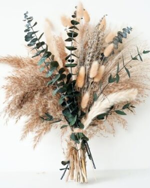 Green Pampas Grass Boho Bouquet – Exquisite Lavender and Eucalyptus Dried Flower Arrangements for Western Boho Decor – Rustic Flowers for Your Bohemian Home, Bedroom, and Wedding Table Décor