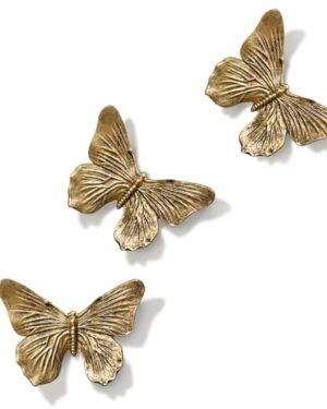 GUSFREUD 3D Butterfly Wall Decor Set – Resin Wall Decor for Living Room, Bedroom, Bathroom, Dining Room, Outdoor and Gallery Walls - Antique Copper - Set of 3