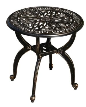 GXOUTAL Cast Aluminum Outdoor Side Table, All Weather Round Small Coffee Table for Patio,Park,Lawn,Yard (18.5" Bronze)