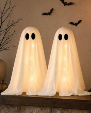 Halloween Decorations -2 Packs Spooky Light Up Ghosts with Lights