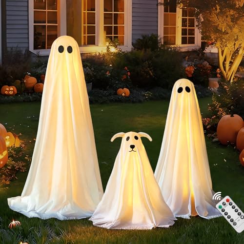 Halloween Decorations Outdoor - 3 Pack Lighted Spooky Ghost Decorations