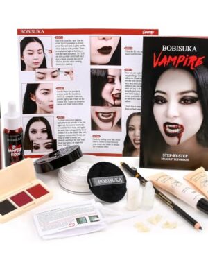 Halloween Vampire Makeup Kit, Complete Vampire SFX Make Up Set with Vampire Teeth Fangs, Fake Blood and White Foundation for Cosplay, Costume Party, Stage, Movies & Theater