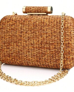 Hand-Woven Wicker Straw Clutch Purse - Elegant Women's Wedding Evening Bag, Perfect For Parties, Weddings, & Special Occasions. Natural Beauty Meets Style In This Versatile...