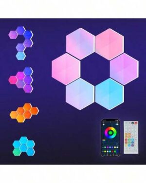Hexagon LED Lights - 6/8/10Pack Smart RGB Wall Panels Kit, App & Remote Control, Music Sync, DIY Modular Design For Gaming Room, Bedroom, Party Decor - USB Powered With Type C