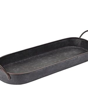 Hipiwe Industrial Style Metal Iron Tray Rustic Galvanized Serving Trays