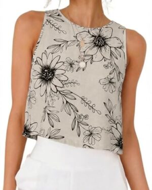 Amazon | Floral Tank Tops for Women, Summer Beach Sleeveless crop top