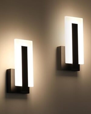 Joosenhouse Modern LED Wall Sconces Up and Down Wall Mount Light Black 3000K Warm White Wall Lights Set of 2, Indoor Wall Lighting for Hallways, Bedrooms, Hallways, Living Room Indoor Wall Lights