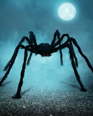 JOYIN Halloween Outdoor Decorations Giant Spider, 5 Ft Large Spider for Yard Lawn Garden Patio Scary Halloween Outside Decor, Indoor Haunted House Prop and Home Party Decor, Black