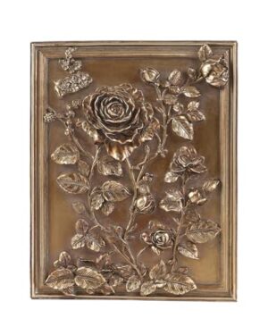 Kangce Vintage Wall Sculptures,Vintage Wall Decor,Antique Art Decor with Hand-Carved Rose Pattern,Ornate Victorian Home Decor,for Living Room, Bedroom,Hallway Gallery,Rectangular,Bronze