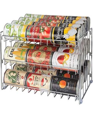 Kitchen Details 3 Tier Can Organizer | Chrome Steel Canned Food Storage Rack | Holds 36 Cans | Space-Saving Pantry & Cabinet Storage Solution | Easy Access to Canned Goods | Freestanding Design