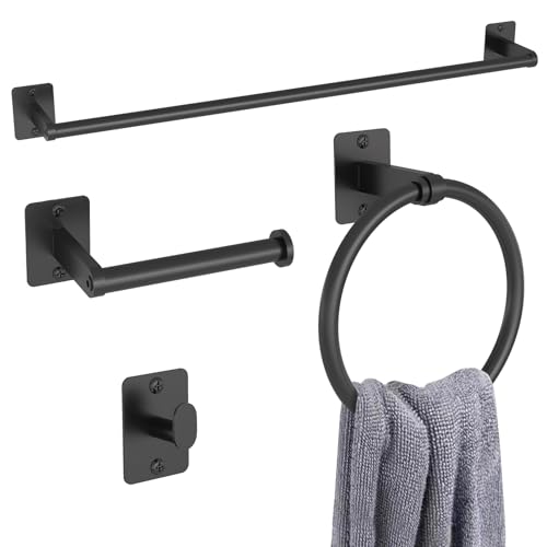 KLJKPA Black Bathroom Accessories Set, 4-Piece Bathroom Hardware Set