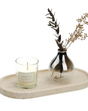 Koville Italian Travertine Tray, 12"x6" Vanity Decorative Marble Tray for Countertop, Catchall Tray for Perfume, Candles, Jewelry Dish Tray
