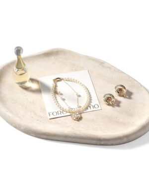 Koville Luxurious Natural Marble Vanity Tray, Cloud Shape Serving Stone Key Tray for Home Decor, 10" x 7" Marble Storage Trays for Bathroom, Stone Plate Holder for Perfume, Candle and Jewelry