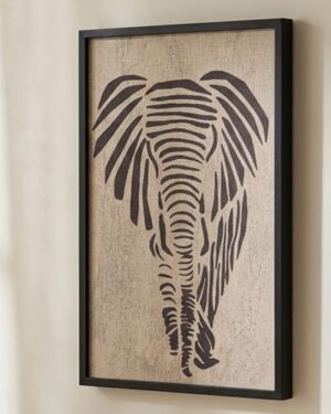 Large 3D Textured Black and White Framed Animal Design Wall Art for Living Room,Modern Paintings Artwork for Walls, Black White Sandstone Texture Pictures Animal Panel Art for Hallway Office Home Decor (Elephant)