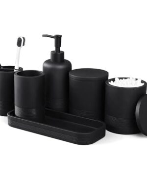 LIN CHUAN 6-Piece Bathroom Accessories Set, Modern Bathroom, Black