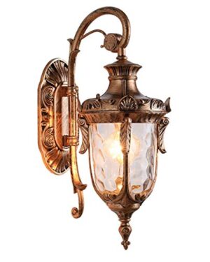 LONEDRUID 16.93” Outdoor Wall Light Fixture Bronze Exterior Wall Lantern
