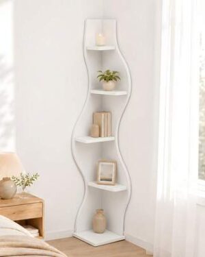 SHEIN | 1Pc Freestanding 5-Tier Modern PVC White Corner Organizer