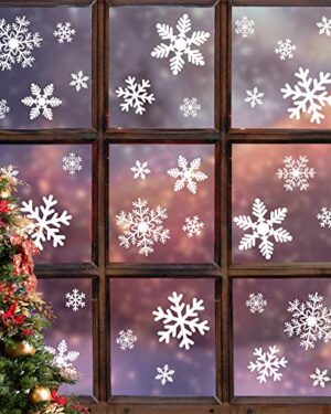 LUDILO 135Pcs Christmas Decorations Window Clings Snowflakes Window Decals
