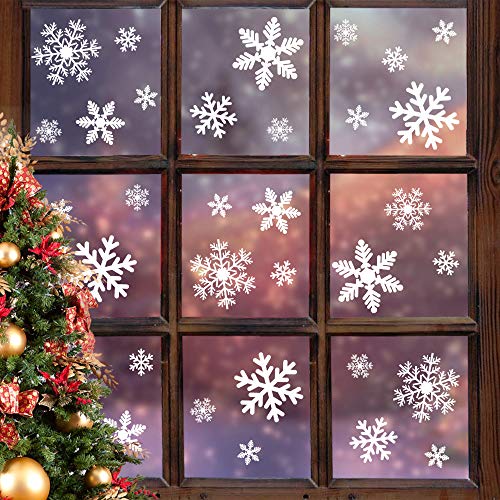 LUDILO 135Pcs Christmas Decorations Window Clings Snowflakes Window Decals