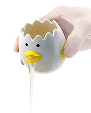 LuoCoCo Cute Egg Separator, Ceramics Vomiting Chicken Egg Yolk White Separator, Practical Household Small Egg Filter Splitter, Kitchen Gadget Baking Assistant Tool, Dishwasher Safe (Yellow)