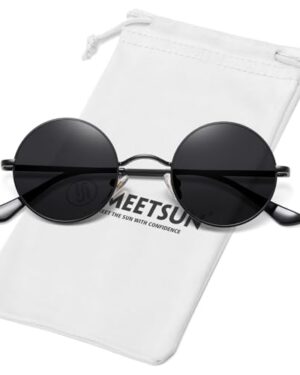 MEETSUN Small Round Polarized Sunglasses for Men Women UV400 Metal Frame