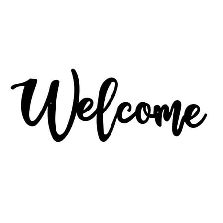 Metal Welcome Sign Wall Hanging - Handcrafted Decorative Metal Art for Front Door & Home Wall Decor ( Black )