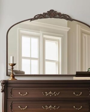 Micasso Vintage Bronze Wall Mirror: 40"x29" Baroque Antique Arched Mirror
