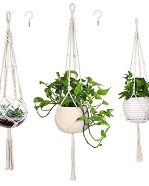 MIPON 3 Pack Macrame Plant Hangers, Hanging Planters for Indoor Plants