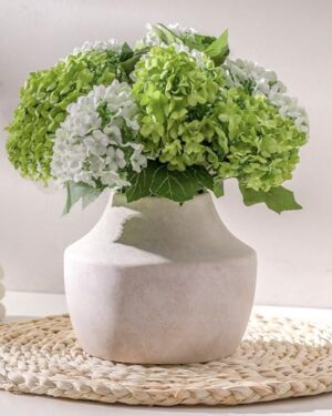 Mitt&Ditt Ceramic Flower Vase, 5.3 inch Off-White Farmhouse Rustic Vase, Handcrafted Weathered Pottery Vases, Small Flower Terracotta Vases for Home Decor, Living Room, Table, Shelf