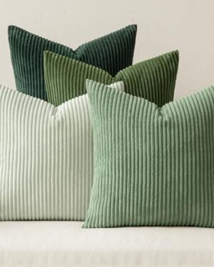 MIULEE Soft Corduroy Decorative Throw Pillow Covers Forest Green 18x18