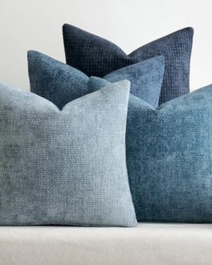 MIULEE Soft Decorative Chenille Pillow Covers Blue Series 18x18 Pack of 4