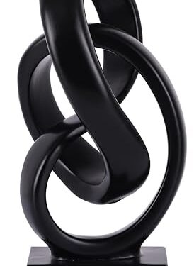 Modern Abstract Knot Sculpture, Artistic Mobius Inspired Resin Decor, Elegant Home and Office Decor, Perfect for Shelves, Desktops, and Mantles, Ideal Gift for Birthdays, Housewarmings (Black)