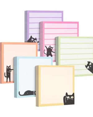 Mr. Pen- Black Cat Sticky Notes Set, 3" x 3", 6 Pads, 480 Sheets | Black Cat Sticky Notes, Memo Pads, Self-Stick Note Pad for Office, School, Home, Study & Organization