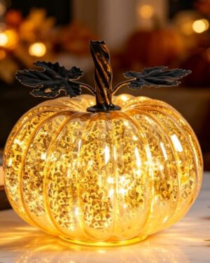 MUMTOP Mercury Glass Pumpkin Lamp Fall Halloween Lights Decor Gift