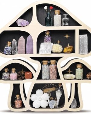 Mushroom Decor Floating Shelves, Crystal Display Shelf, Whimsy Wall Decor