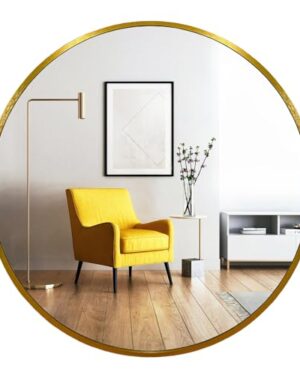 Oruii Gold Round Mirror, Golden Round Mirror 24 inch, Circle Wall Mirrors Metal Frame, Brass Circular Mirrors for Bathroom, Wall, Living Room, Entryway, Hallway, Vanity, Rustic