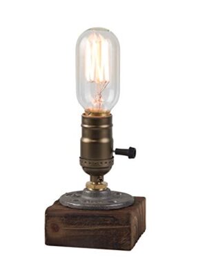 OuXean Vintage Table Lamp, Industrial Dimmable Nightlight Steampunk Desk Lamp with E26 Lamp Holder for Bedroom Living Room Home Art Display Cafe Bar Studio Antique Decor(Without Bulb)