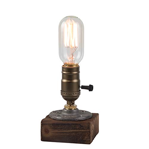 OuXean Vintage Table Lamp, Industrial Dimmable Nightlight Steampunk Desk Lamp with E26 Lamp Holder for Bedroom Living Room Home Art Display Cafe Bar Studio Antique Decor(Without Bulb)