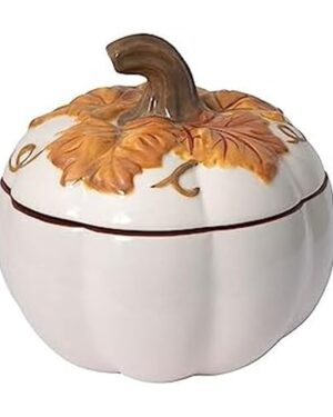 Pfaltzgraff Autumn Berry Covered Pumpkin Bowl, Holds 20 Ounces, Cream
